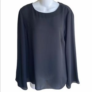 NWT Preston & York Black Louise Blouse Long Bell Sleeve Small
